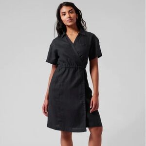 Athleta Black Playa Linen Wrap Dress